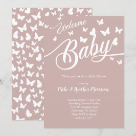 Invitación Sexo neutro en Baby Shower de mariposa