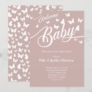 Invitación Sexo neutro en Baby Shower de mariposa