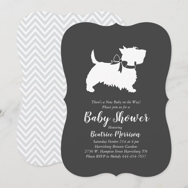Invitación Sexo neutro en Baby Shower de Perro Terrier de Esc (Anverso / Reverso)