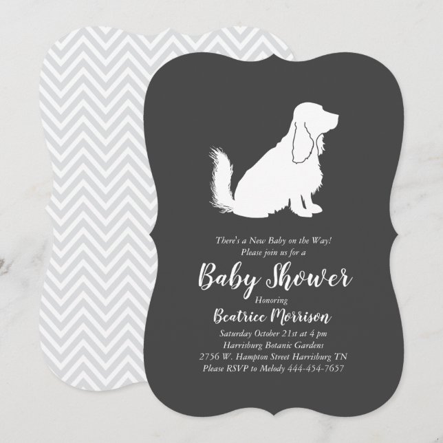 Invitación Sexo neutro en Baby Shower para perro Cocker Spani (Anverso / Reverso)