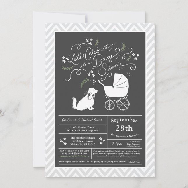 Invitación Sexo neutro en Baby Shower para perro Cocker Spani (Anverso)