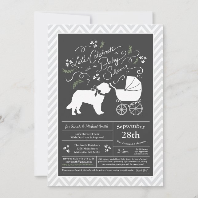 Invitación Sexo neutro en Baby Shower para perros de San Bern (Anverso)