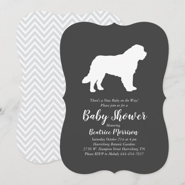 Invitación Sexo neutro en Baby Shower para perros de San Bern (Anverso / Reverso)