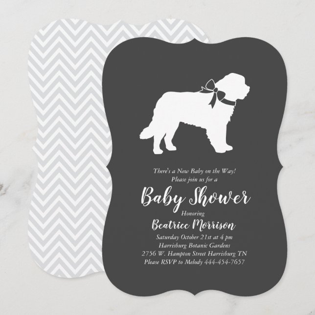 Invitación Sexo neutro en Baby Shower para perros de San Bern (Anverso / Reverso)