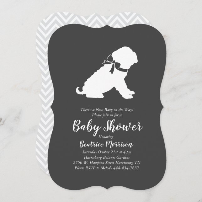 Invitación Sexo neutro en Baby Shower para perros Shar-Pei (Anverso / Reverso)