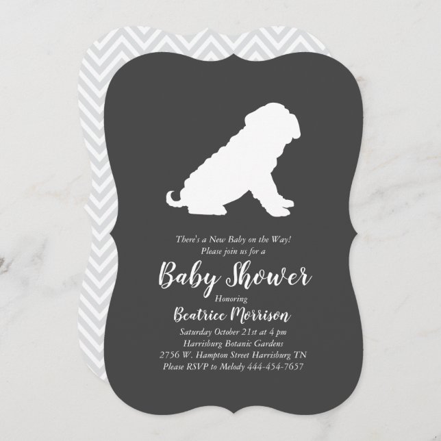 Invitación Sexo neutro en Baby Shower para perros Shar-Pei (Anverso / Reverso)
