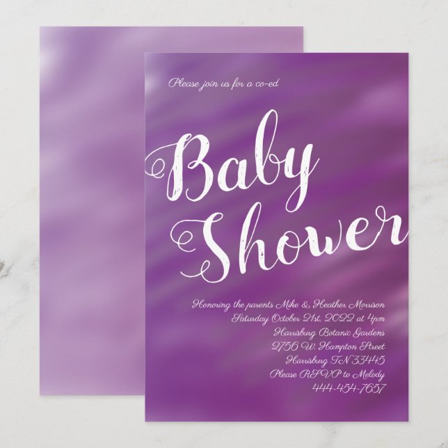 Invitación Sexo neutro en la red de Baby Shower Purple & Lila (Anverso / Reverso)