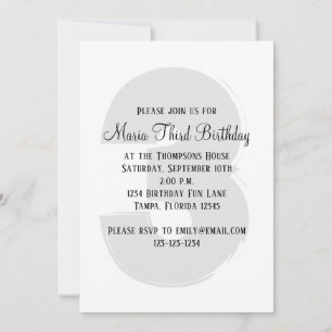 Invitación Sexo neutro en tercer cumpleaños minimalista