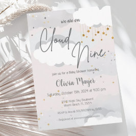 Invitación Sexo Nube Neutral Nueve color de agua Baby Shower