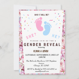 Invitación Sexo revelar azul rosa floral