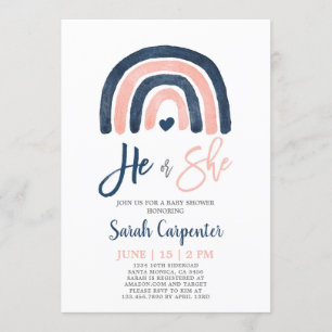 Invitación Sexo Revelar el arcoiris azul y la ducha rosa