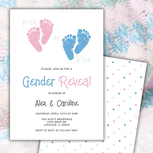 Invitación Sexo Rosa O Azul Revelar Fiesta Pies De Bebé Moder (Subido por el creador)