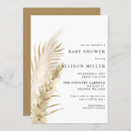 Invitación Sexo Rústico Neutral Boho Pampas Baby Shower Inv