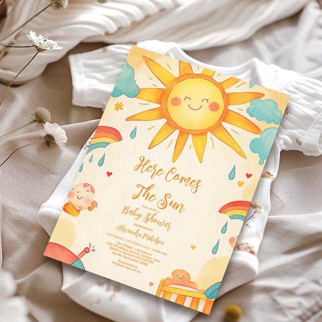 Invitación Sexo Sunshine Neutral Boho Sun (Subido por el creador)