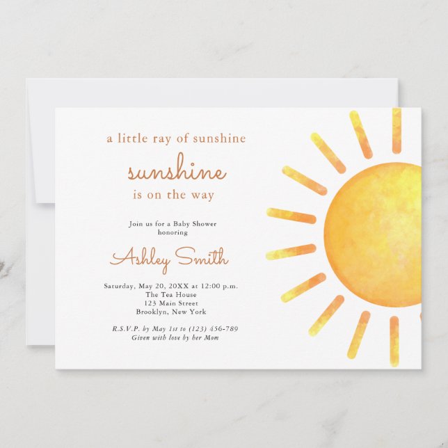 Invitación Sexo Sunshine Neutral Boho Sun Baby Shower (Anverso)