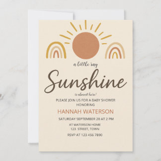 Invitación Sexo Sunshine Neutral Boho Sun Baby Shower