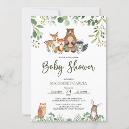 Invitación Sexo Verde Neutral Woodland Baby Shower