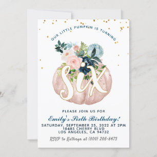 Invitación Sexto cumpleaños de la calabaza