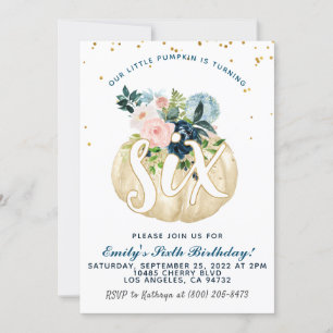 Invitación Sexto cumpleaños de la calabaza