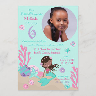 Invitación Sexto cumpleaños de la sirena africana