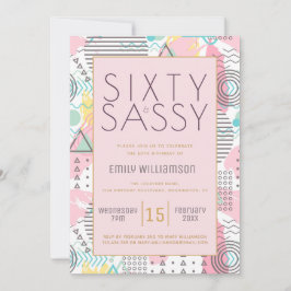 Invitación Sexty & Sassy Pink 1980 Memphis Design 60th Part