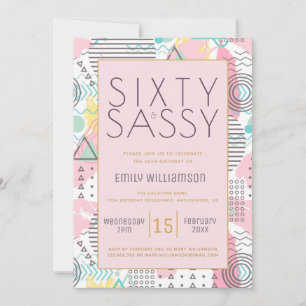 Invitación Sexty & Sassy Pink 1980 Memphis Design 60th Part