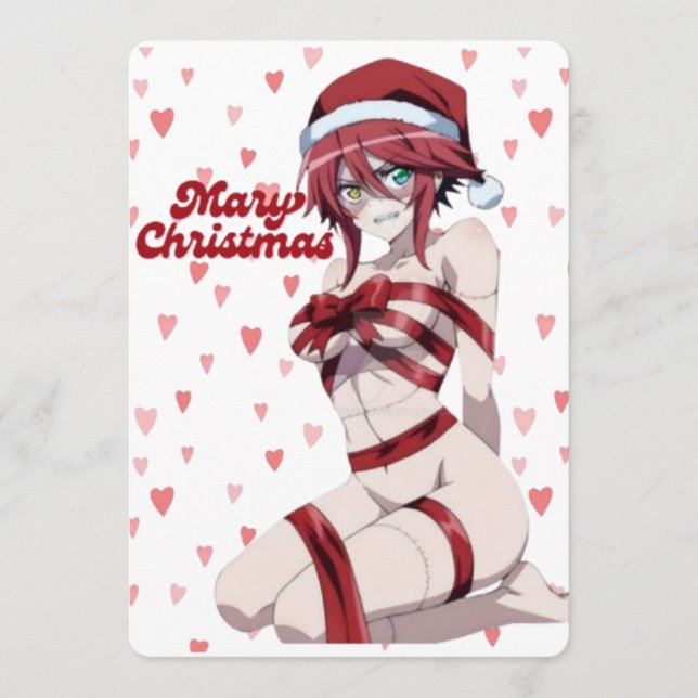 Invitación Sexy Santa Marry Cristmas Wrapped Anime Girl (Anverso)