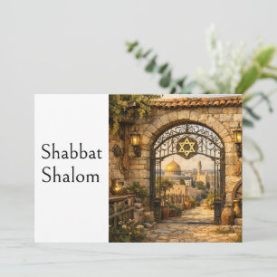 Invitación Shabbat Shalom, Puerta en Jerusalén, Arte Rústico