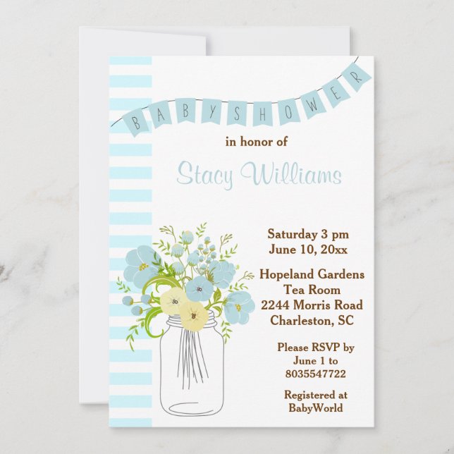 Invitación Shabby Chic Baby Boy Shower (Anverso)