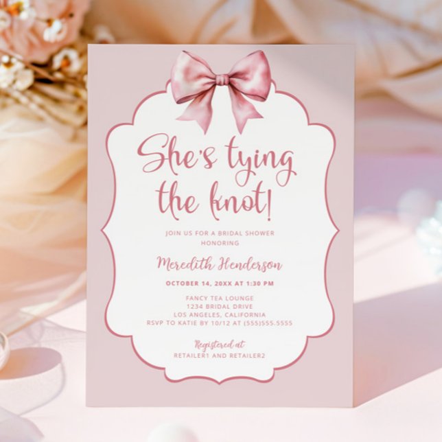 Invitación Shabby Chic Bow Está atando la ducha nupcial (Subido por el creador)