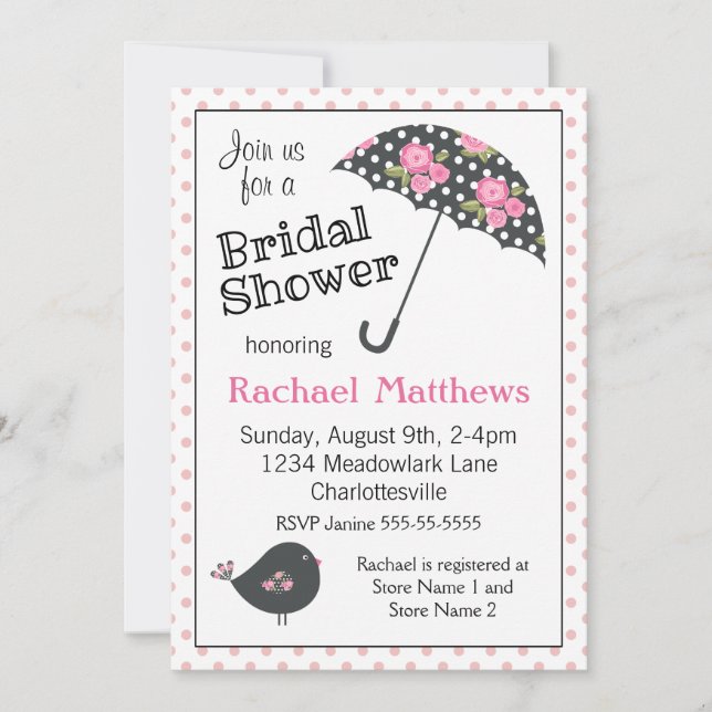 Invitación Shabby Chic Bridal Shower (Anverso)
