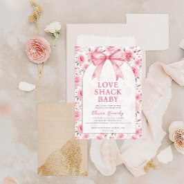 Invitación Shabby Chic Coquette Pink Love Shack Baby Shower
