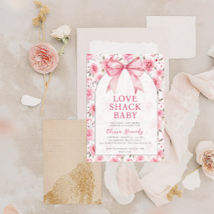 Invitación Shabby Chic Coquette Pink Love Shack Baby Shower