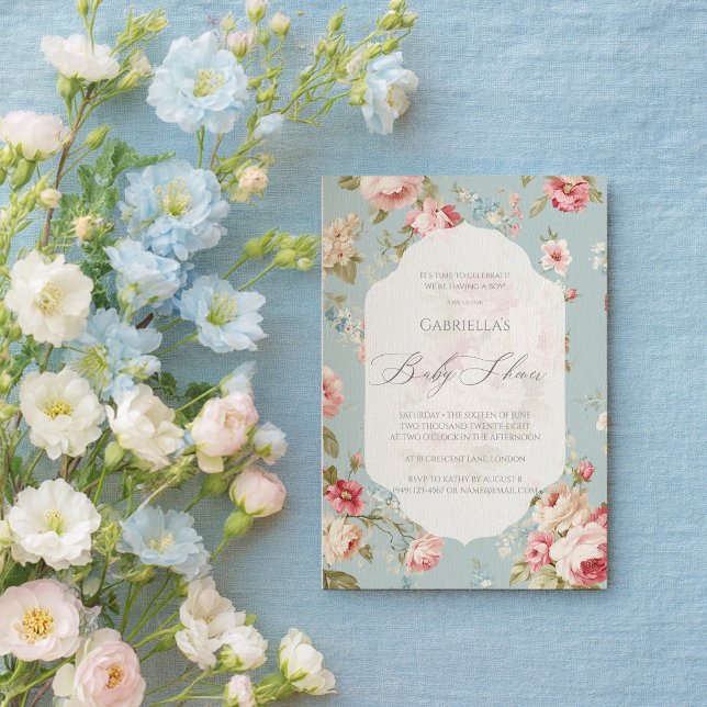 Invitación Shabby Chic florals Baby Shower (Subido por el creador)