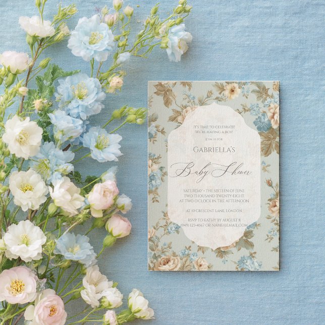 Invitación Shabby Chic florals Baby Shower (Subido por el creador)