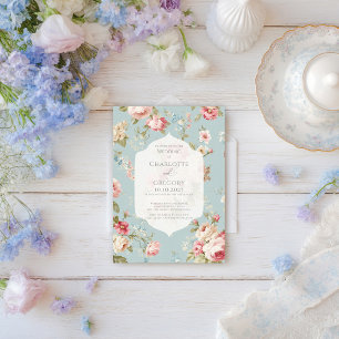Invitación Shabby Chic florals boda