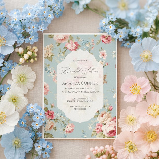 Invitación Shabby Chic florals Bridal Shower (Subido por el creador)