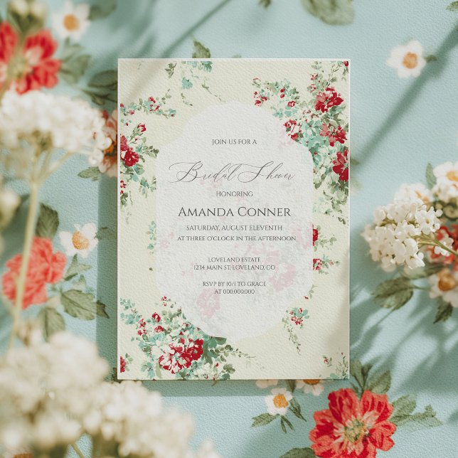 Invitación Shabby chic florals Bridal Shower (Subido por el creador)