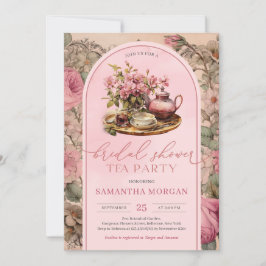 Invitación Shabby chic fuchsia rosa fucsia fiesta de té de no