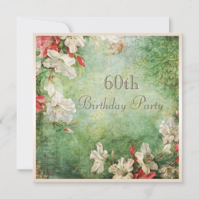 Invitación Shabby Chic Hibiscus Flowers, partido que cumple 6 (Anverso)