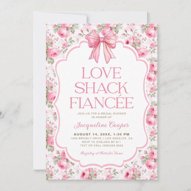 Invitación Shabby Chic Love Shack Fiancee Bridal Shower (Anverso)