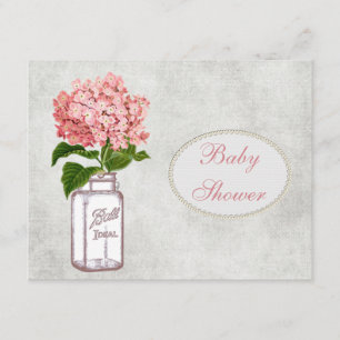 Invitación Shabby Chic Mason Jar & Hydrangea Baby Shower