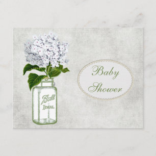 Invitación Shabby Chic Mason Jar & Hydrangea Baby Shower