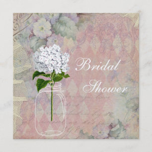 Invitación Shabby Chic Mason Jar & Hydrangea Bridal Shower