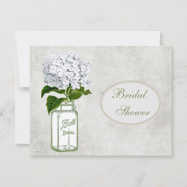 Invitación Shabby Chic Mason Jar & Hydrangea Bridal Shower (Anverso)