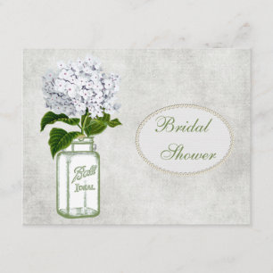 Invitación Shabby Chic Mason Jar & Hydrangea Bridal Shower