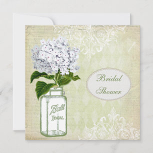 Invitación Shabby Chic Mason Jar & Hydrangea Bridal Shower