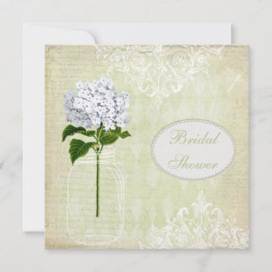 Invitación Shabby Chic Mason Jar & Hydrangea Bridal Shower