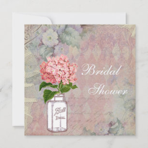 Invitación Shabby Chic Mason Jar & Hydrangea Bridal Shower