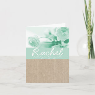 Invitación Shabby Chic Mint Peony Burlap Solicitud de una dam